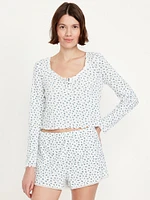 Long-Sleeve Pointelle Pajama Top