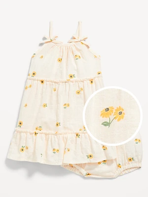 Printed Tiered Cami Dress and Shorts Set for Baby