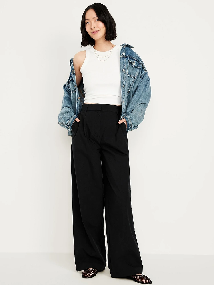 Extra High-Waisted Poplin Taylor Wide-Leg Trouser Pants