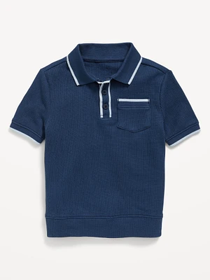 Sweater-Knit Pocket Polo Shirt for Toddler Boys