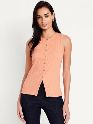 Button-Down Ribbed Top