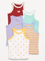 Printed Fitted Tank Top 5-Pack for Girls