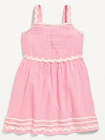Sleeveless Double-Weave Fit and Flare Dress for Toddler Girls