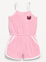 Sleeveless Textured-Knit Romper for Toddler Girls