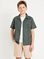 Short-Sleeve Textured Pocket Shirt for Boys