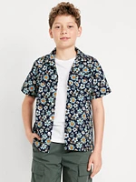 Printed Short-Sleeve Linen-Blend Pocket Shirt for Boys