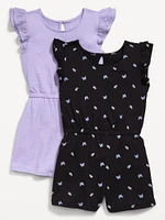 Ruffle-Trim Romper 2-Pack for Girls