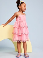 Birthday Sleeveless Tulle Fit and Flare Dress for Toddler Girls