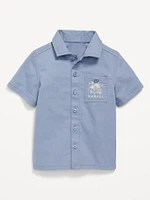 Short-Sleeve Embroidered Pocket Shirt for Toddler Boys