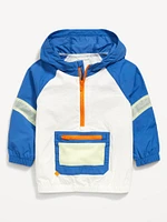 Half-Zip Mesh-Trim Hooded Jacket for Toddler Boys