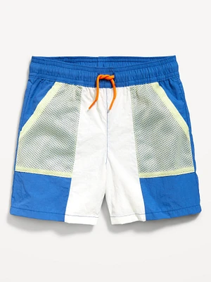 Color-Block Mesh-Pocket Shorts for Toddler Boys