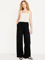 High-Waisted Linen-Blend Super Wide-Leg Pants