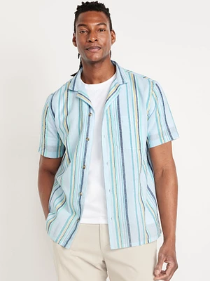 Short-Sleeve Linen-Blend Camp Shirt