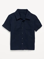 Linen-Blend Pocket Shirt for Toddler Boys
