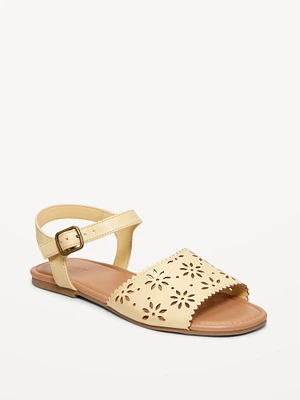 Faux-Leather Perforated Sandals for Girls