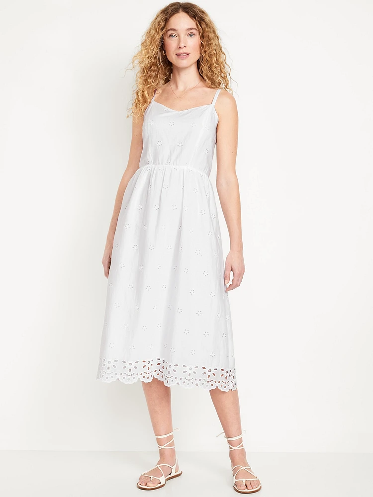 Fit & Flare Eyelet Midi Dress