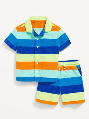 Short-Sleeve Terry Shirt and Shorts Set for Toddler Boys