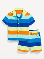 Short-Sleeve Terry Shirt and Shorts Set for Toddler Boys