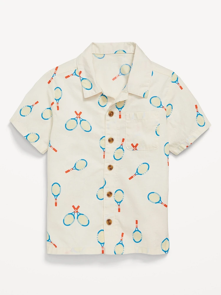 Printed Short-Sleeve Poplin Pocket Shirt for Toddler Boys