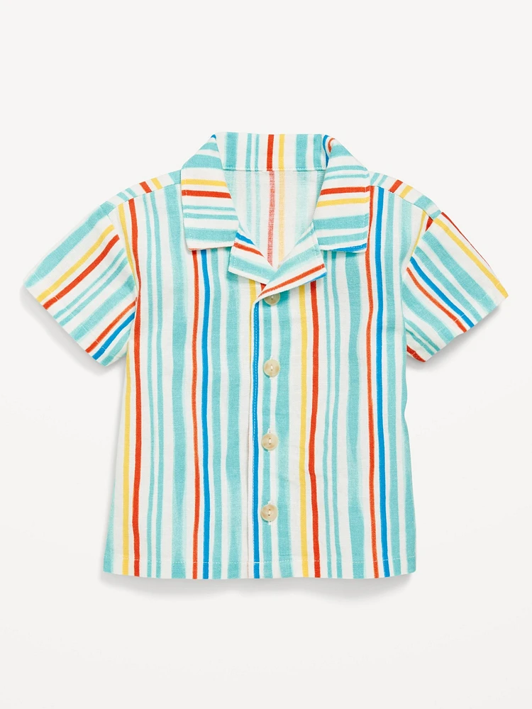 Printed Short-Sleeve Linen-Blend Shirt for Baby