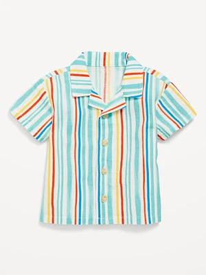 Printed Short-Sleeve Linen-Blend Shirt for Baby