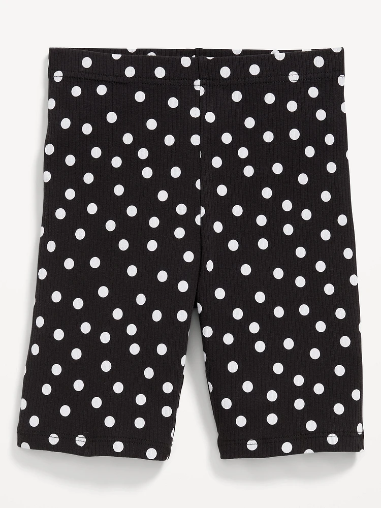 Printed Long Ribbed Biker Shorts for Girls