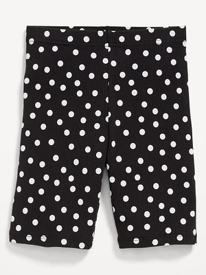 Printed Long Ribbed Biker Shorts for Girls