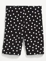 Printed Long Ribbed Biker Shorts for Girls
