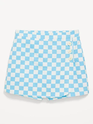 Printed Wrap-Front Linen-Blend Skort for Girls