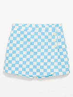 Printed Wrap-Front Linen-Blend Skort for Girls