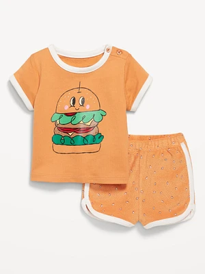 Terry Ringer Graphic T-Shirt and Shorts Set for Baby