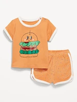 Terry Ringer Graphic T-Shirt and Shorts Set for Baby