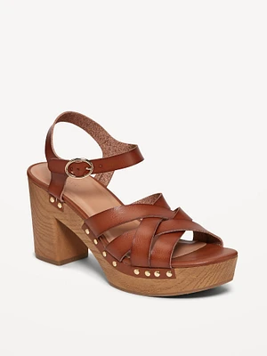 Faux-Leather Clog Sandals