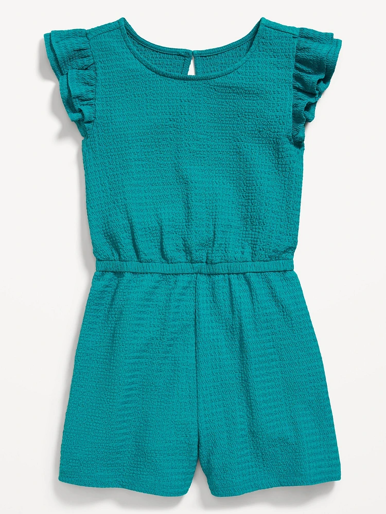 hort-leeve Ruffle Textured Romper for Girls