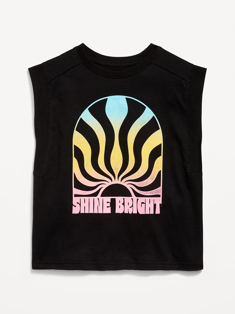 Sleeveless Muscle Graphic T-Shirt for Girls