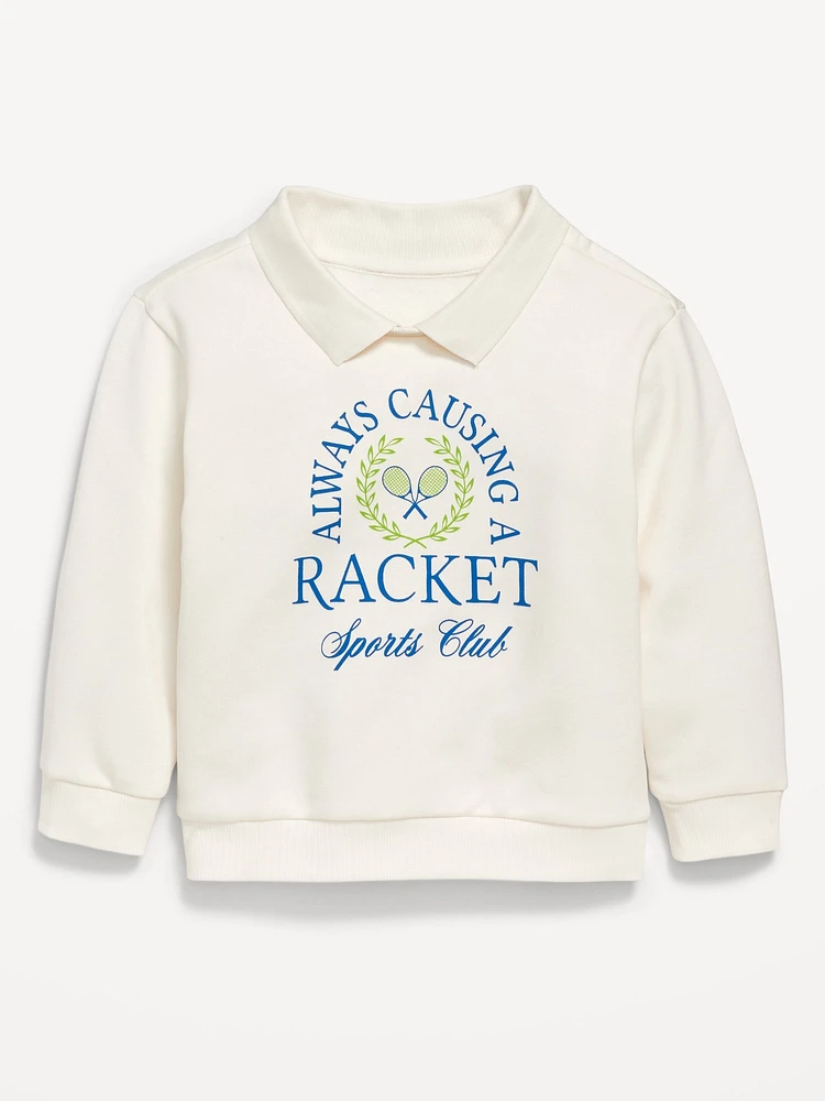 Oversized Collared Graphic Sweatshirt for Toddler Boys
