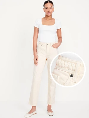 High-Waisted OG Straight Braided Ankle Jeans