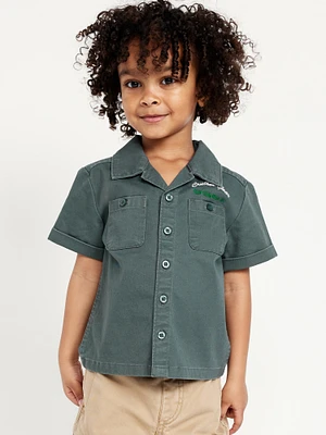 Short-Sleeve Embroidered Pocket Shirt for Toddler Boys