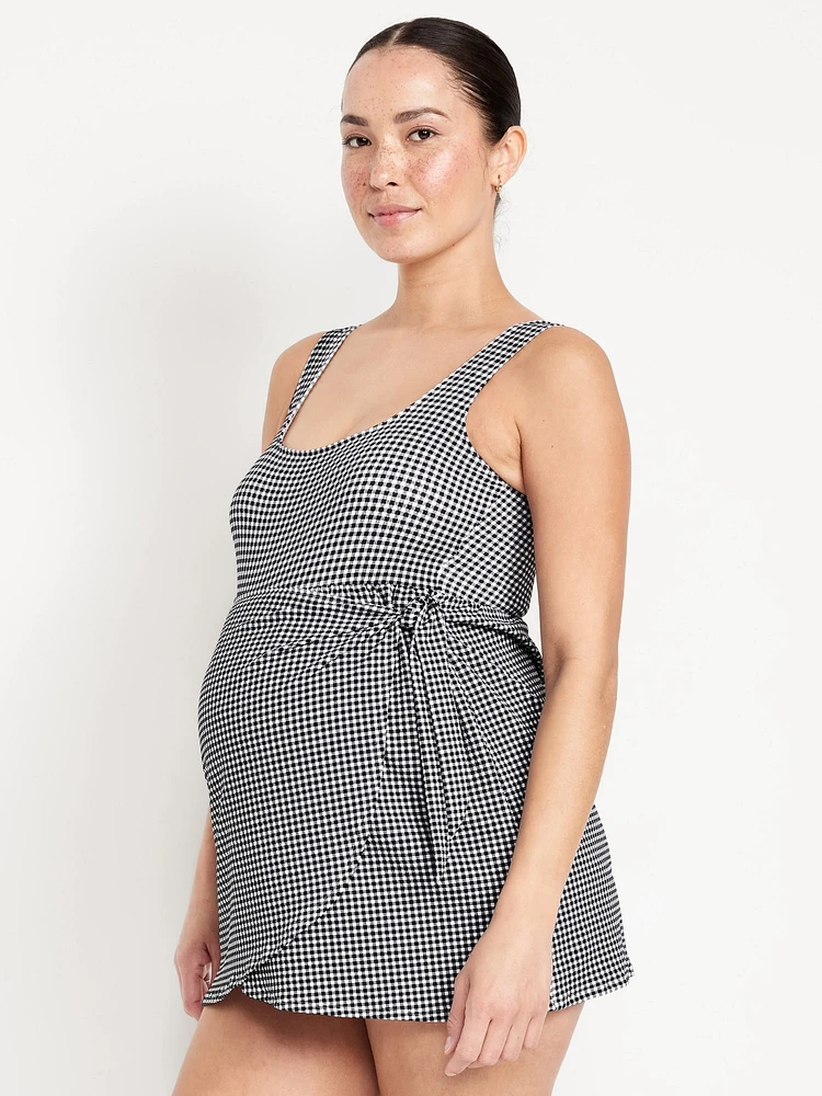 Maternity Classic Wrap Pique Swim Dress