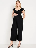 Maternity Flutter-Sleeve Crepe Jumpsuit