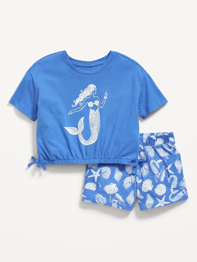 Graphic T-Shirt and Shorts Set for Toddler Girls