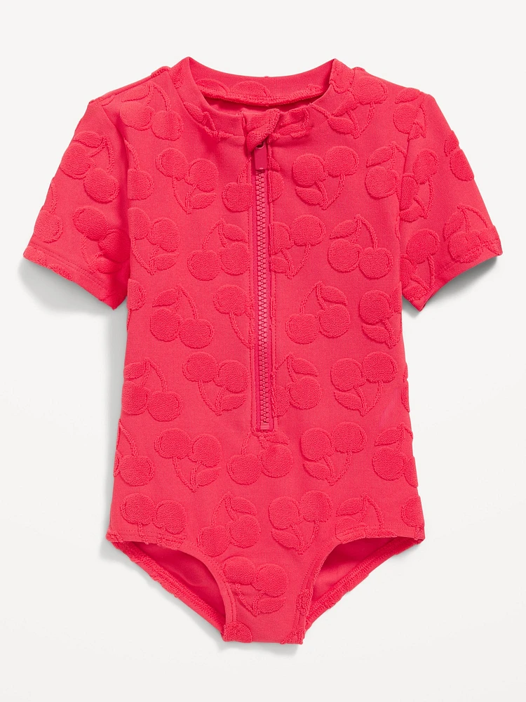 Textured Zip-Front Rashguard One-Piece Swimsuit for Toddler & Baby