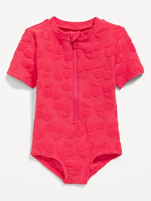 Textured Zip-Front Rashguard One-Piece Swimsuit for Toddler & Baby