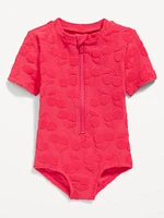 Textured Zip-Front Rashguard One-Piece Swimsuit for Toddler & Baby