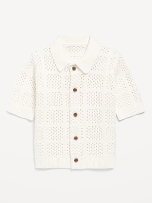 Oversized Crochet-Knit Shirt for Toddler Boys
