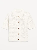 Oversized Crochet-Knit Shirt for Toddler Boys