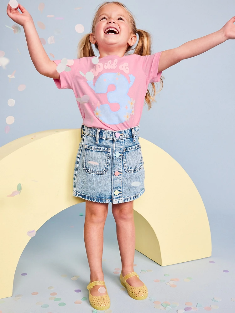 Birthday Graphic T-Shirt for Toddler Girls