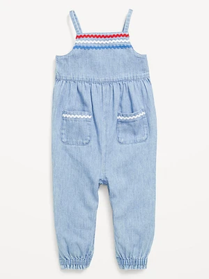 Sleeveless Chambray Pocket Jumpsuit for Baby