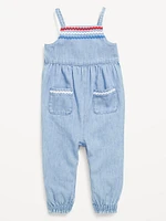 Sleeveless Chambray Pocket Jumpsuit for Baby