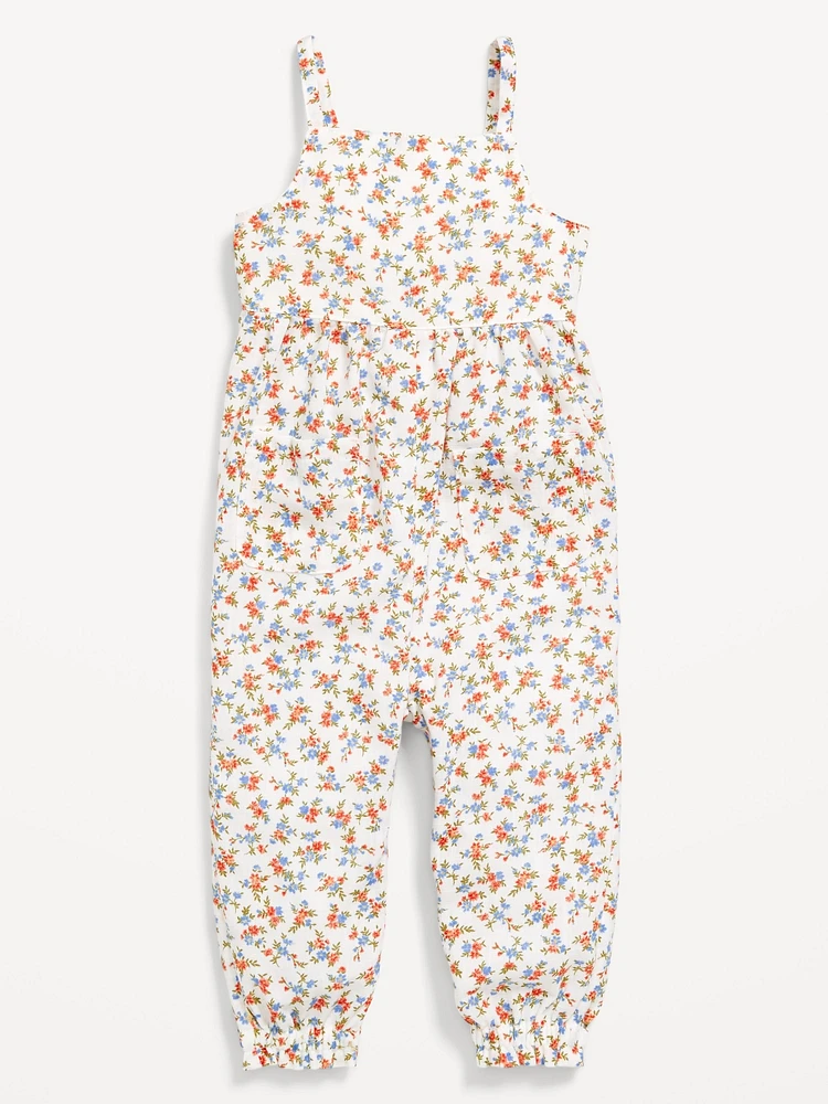 Printed Sleeveless Pocket Jumpsuit for Baby